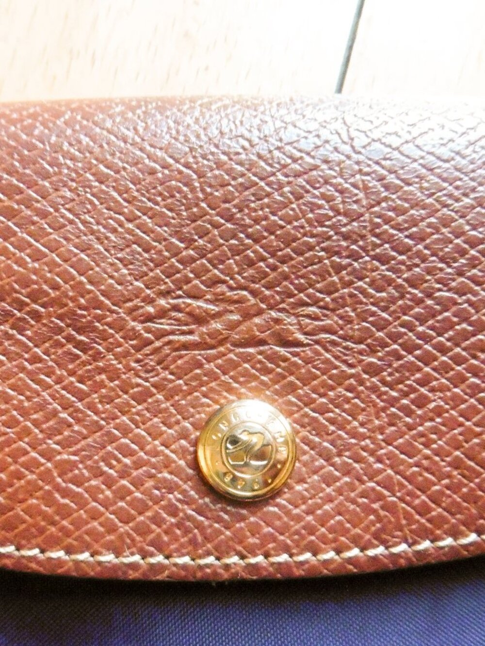 Longchamp Medium Le Pliage Nylon Shoulder Tote Lig/M/02 Dark Purple/Brown - Picture 3 of 8